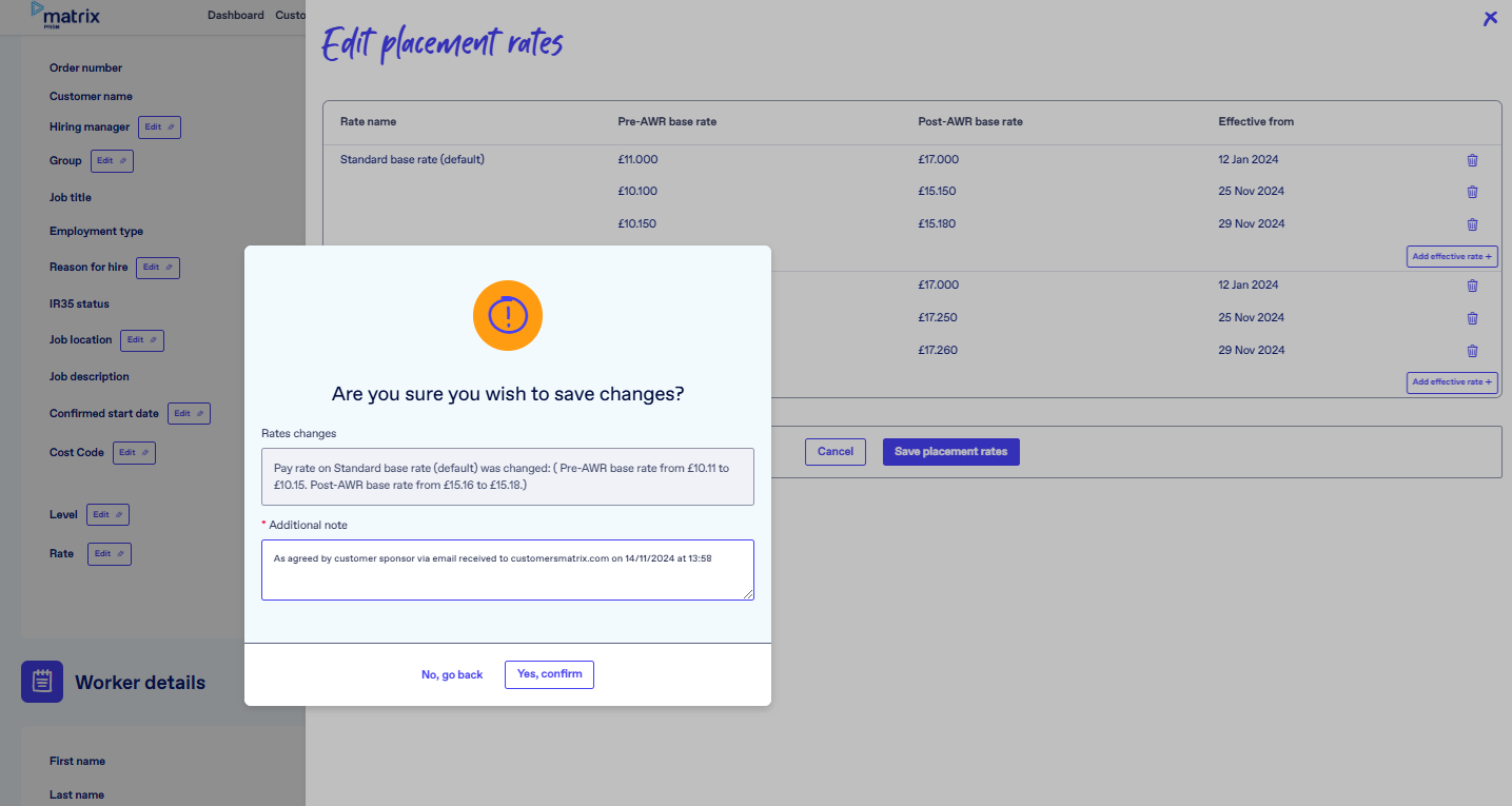 Pay Rate Change Notes Pay Rate Change Notes