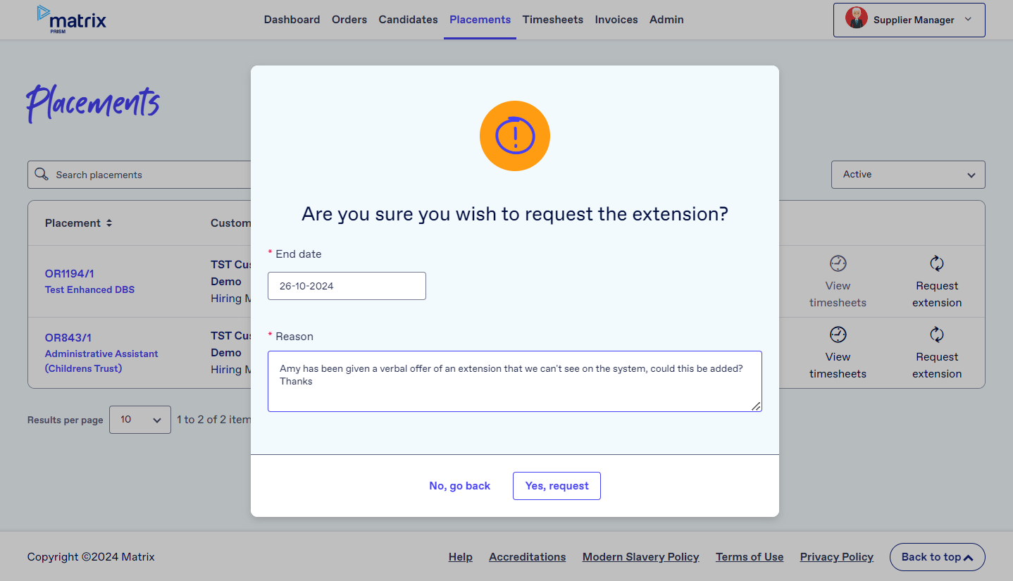 Supplier extension Supplier extension
